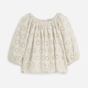 Madewell Embroidered Eyelet Peasant Top Blouse White S NWT